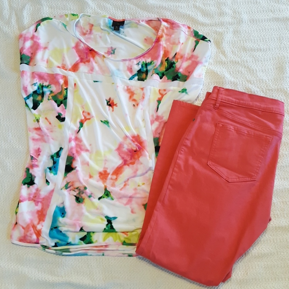 NWOT coral rockstar skinny jeans